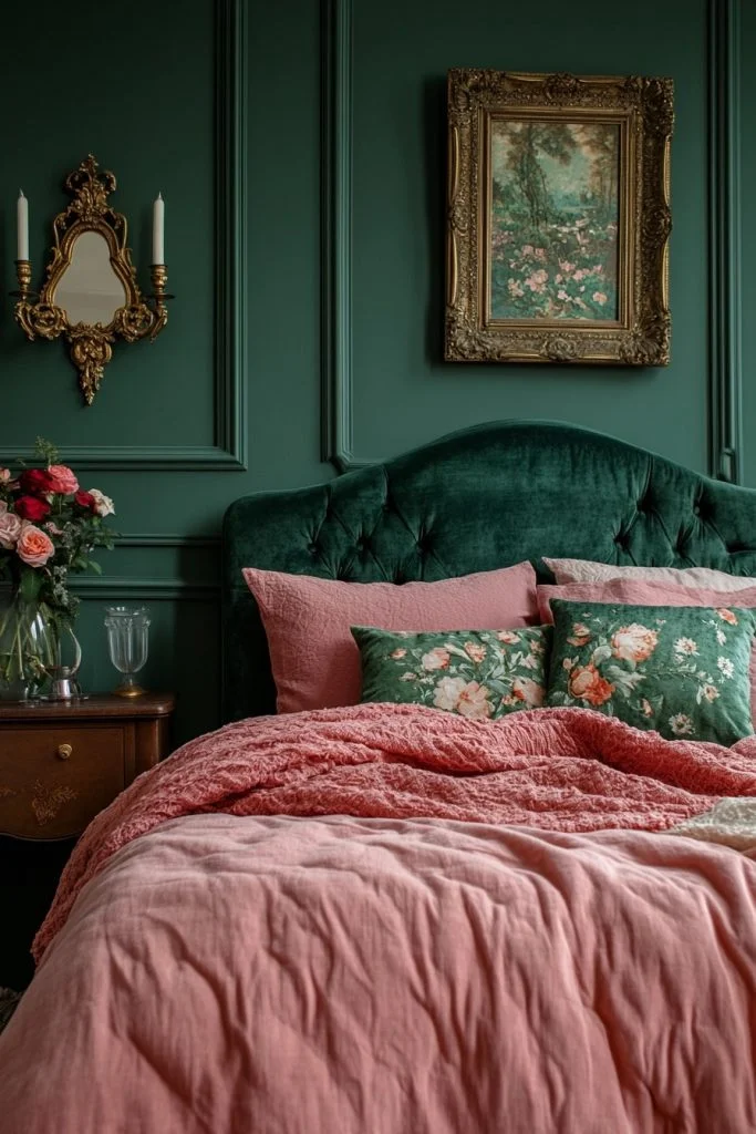 Luxurious Emerald and Dusty Rose Suite