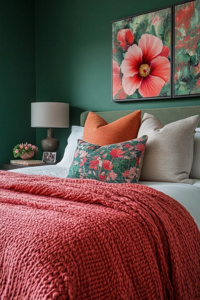 Dynamic Hunter Green and Hibiscus Pink Domain