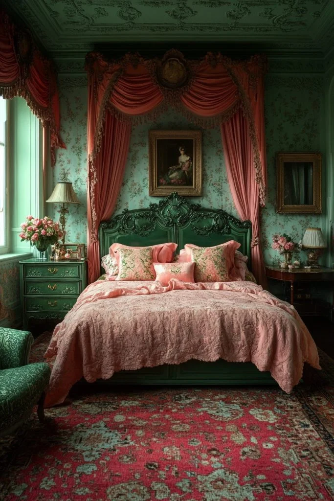 Lush Jadeite and Pastel Pink Lounge