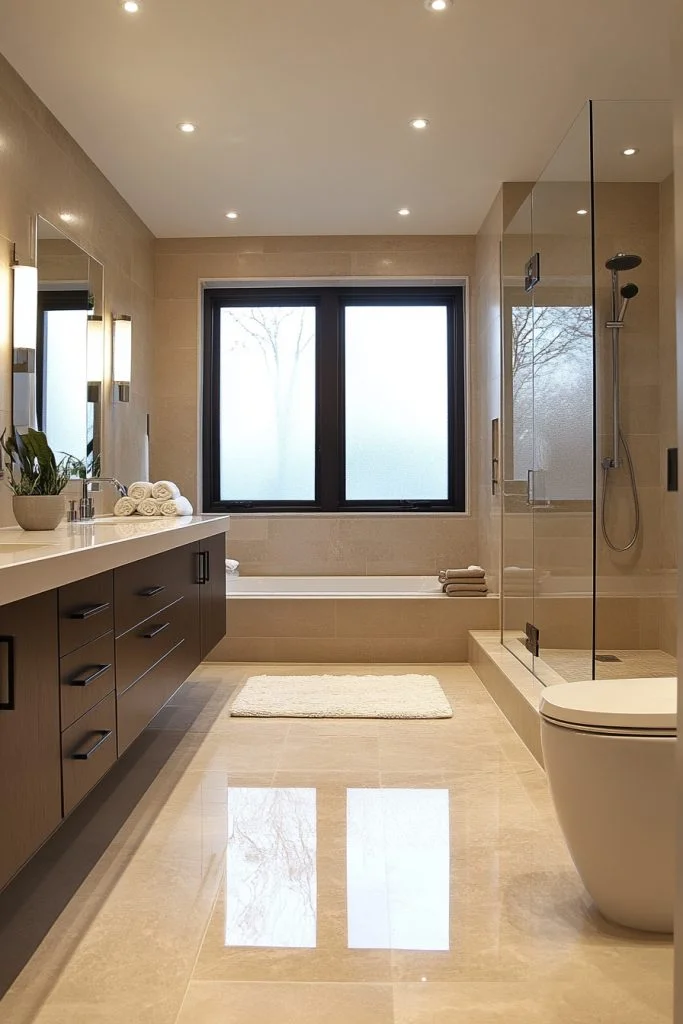 Sleek Mediterranean Master Bath