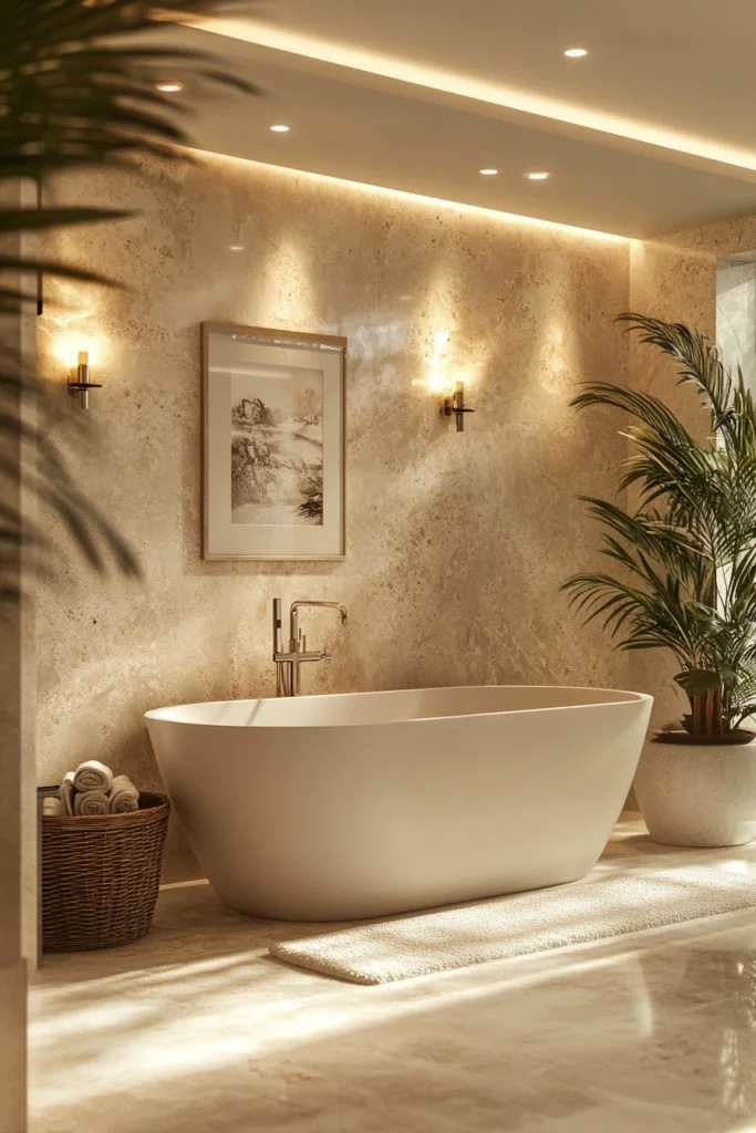 Elegant Limestone Lavatory