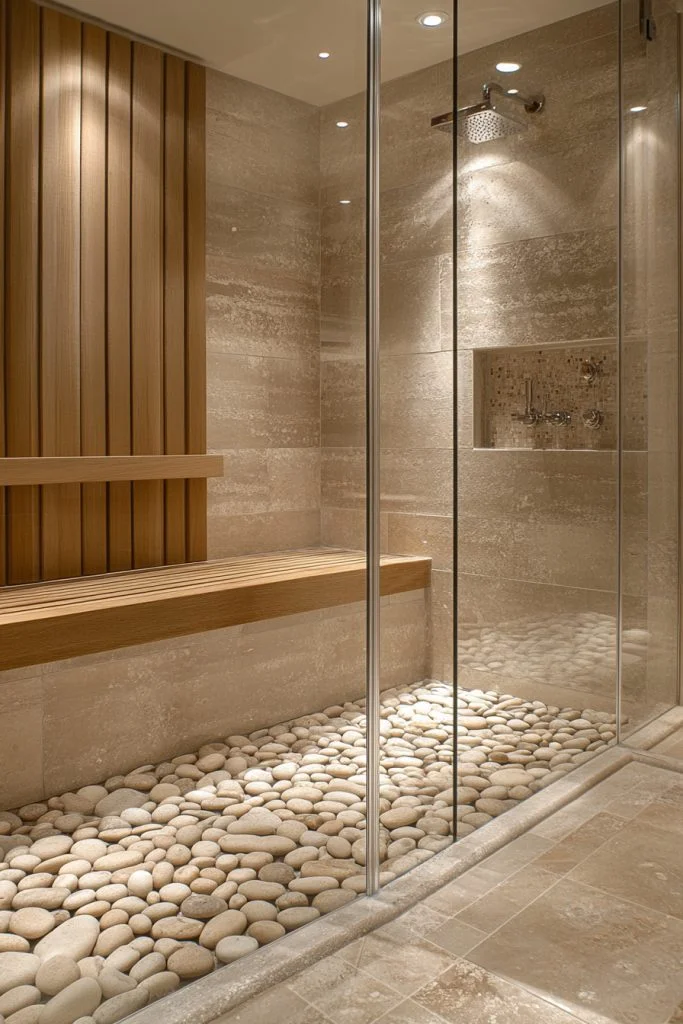 Pebble-Inspired Shower Retreat