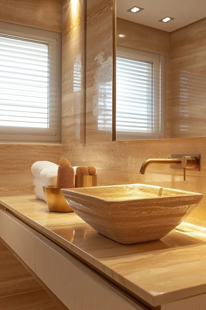 Sunlit Golden Sand Bathroom