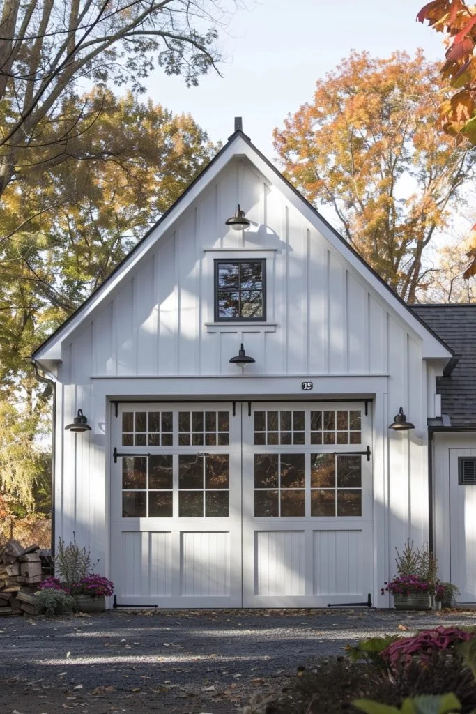 Farmhouse Garage with Transom Windows
