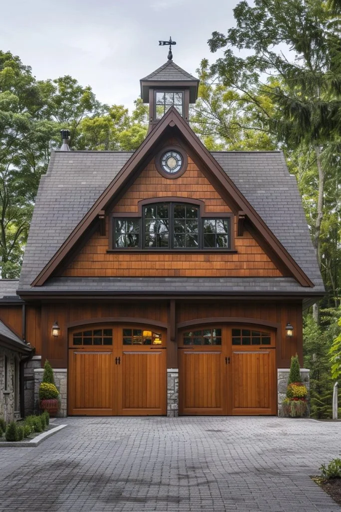 Farmhouse Garage with Barn-Style Upper Loft