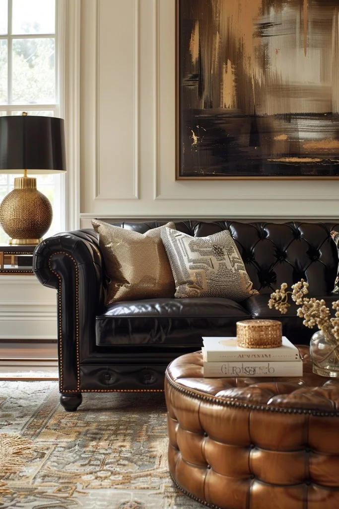 Metallic Accents in Elegant Living Rooms