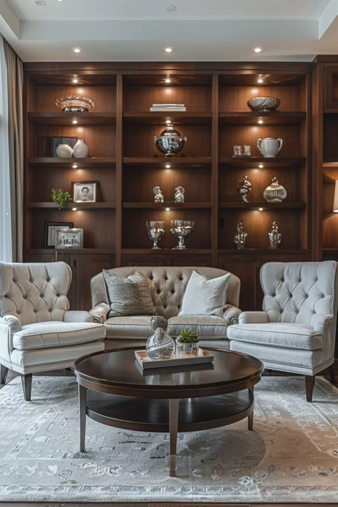 Floating Shelves in Elegant Living Rooms
