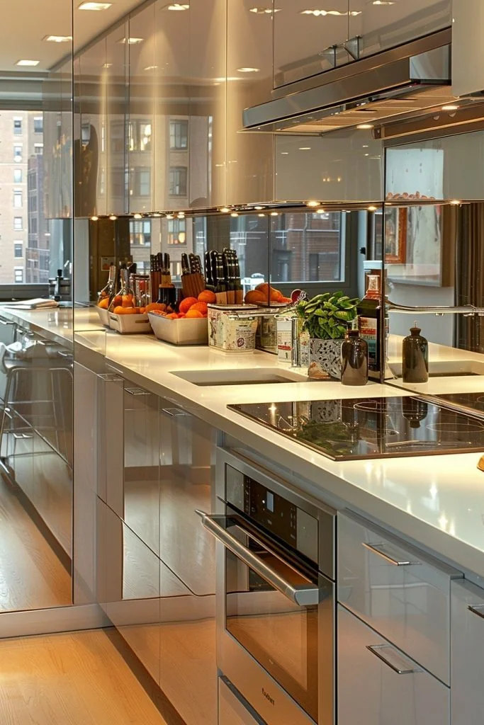 Mirrored Walls in Small Kitchens