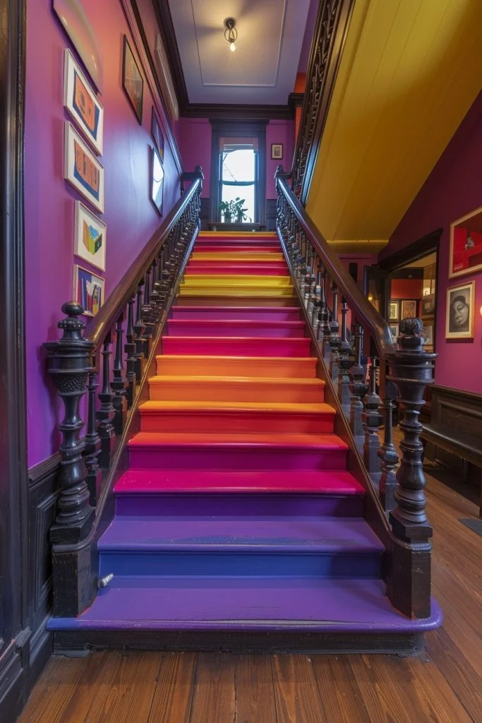 Bold Colorful Staircase Entryways