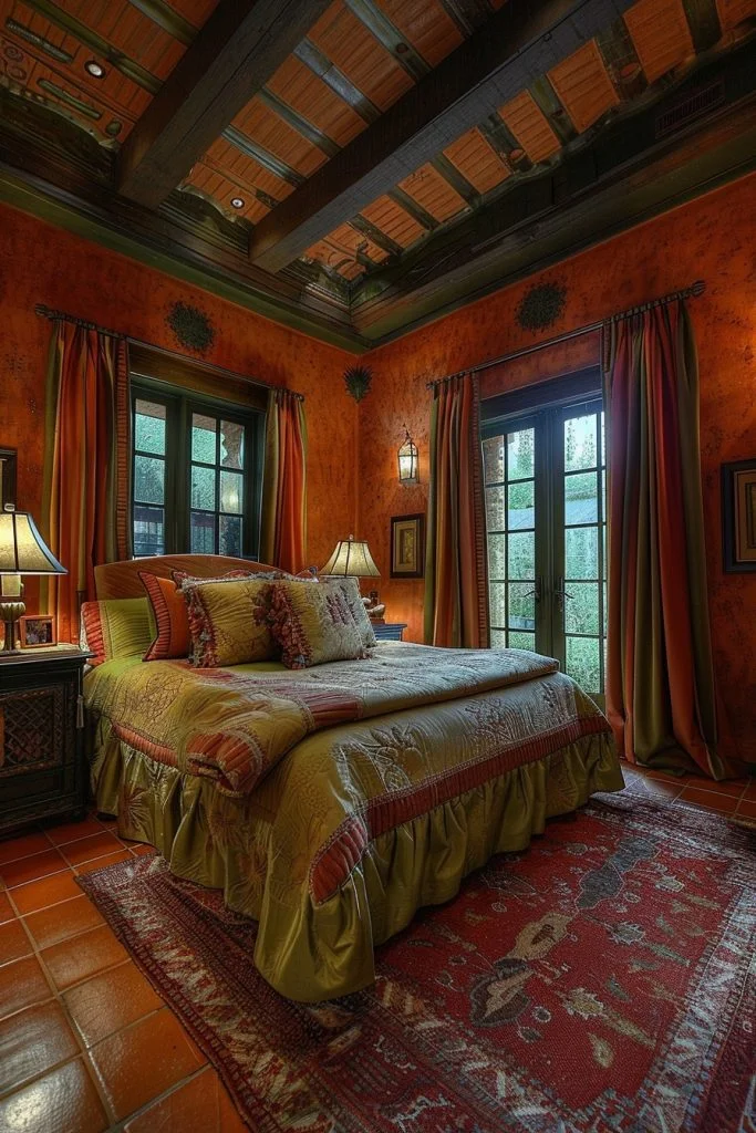 Cozy Ambiance with Terracotta Dominance and Green Touches