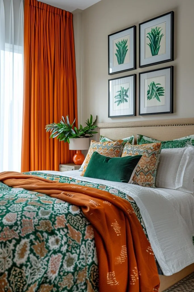 Geometric Flair in Green and Terracotta