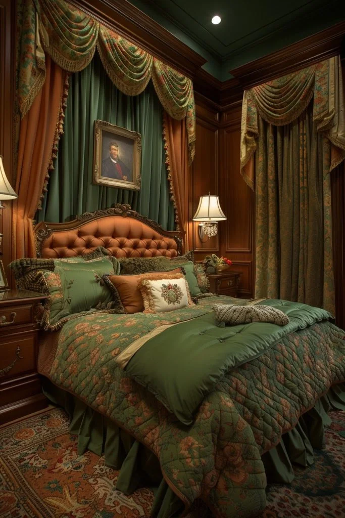 Sophisticated Green and Terracotta Bedroom Ideas