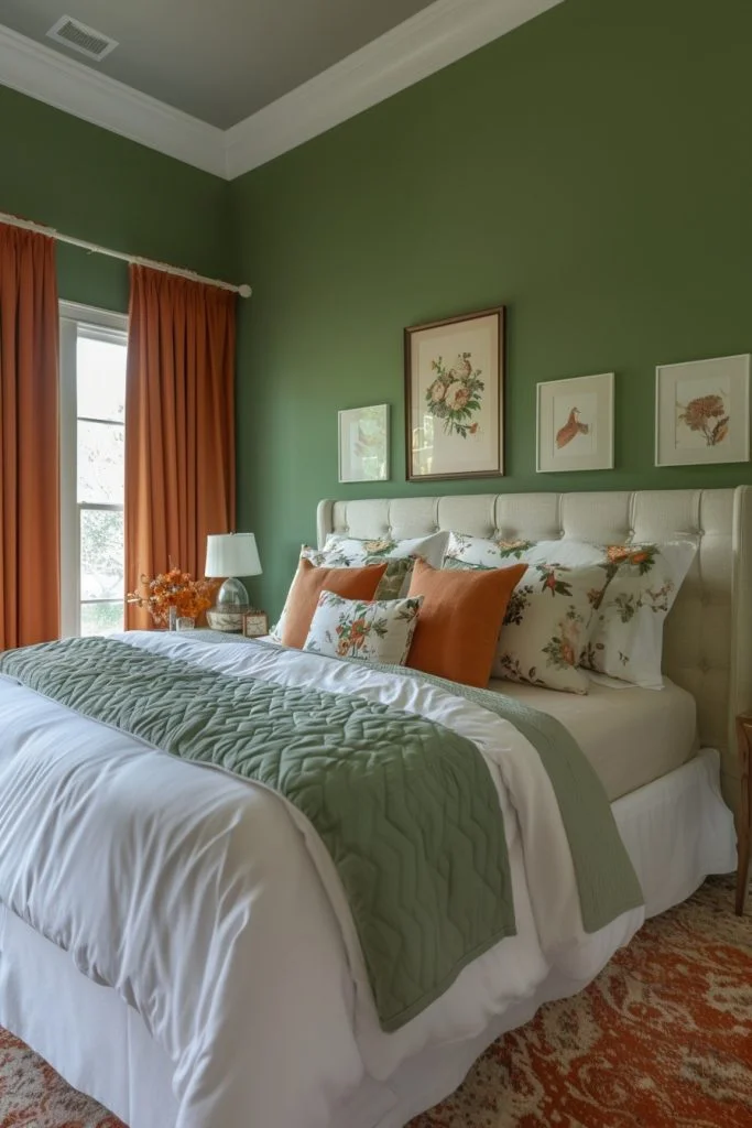 Chic and Calm Green and Terracotta Bedroom