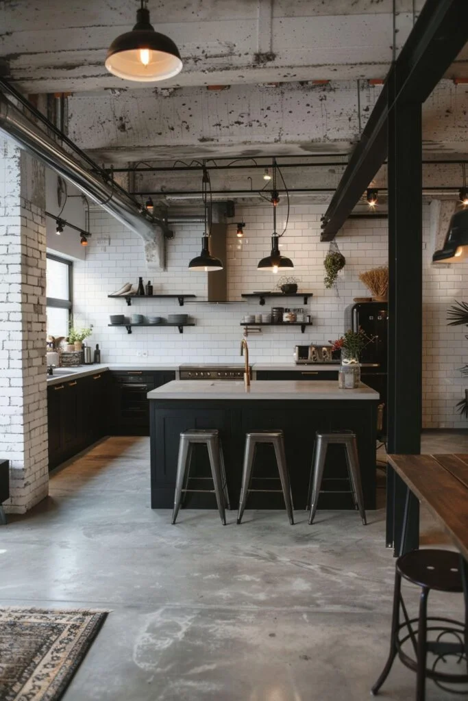 Industrial-Inspired Black and White Kitchens