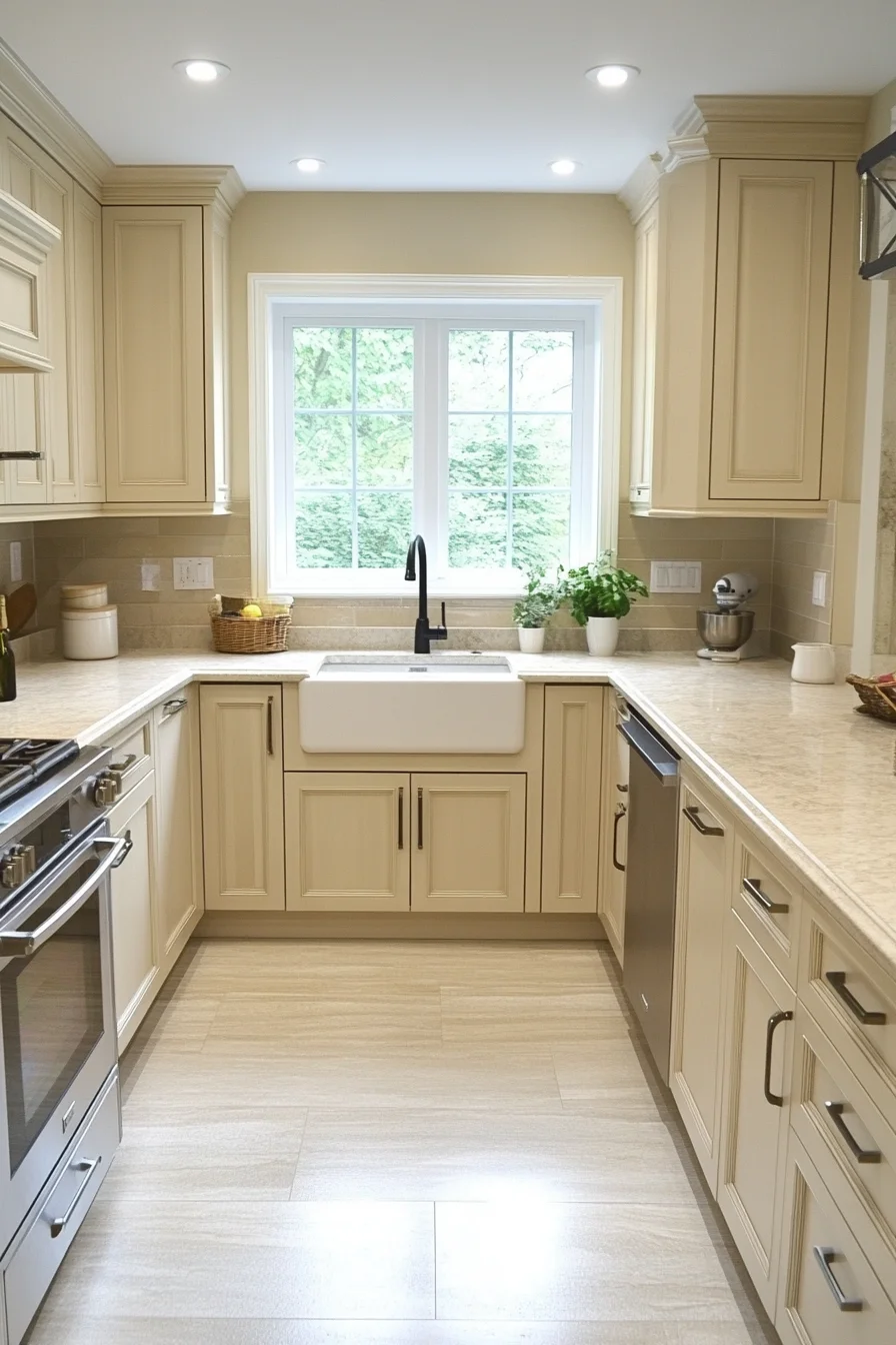 beige kitchen cabinets