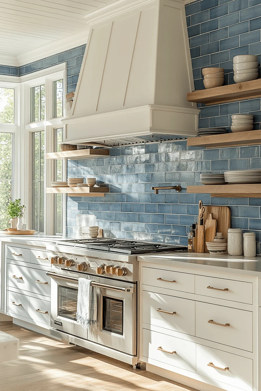 blue backsplash kitchen