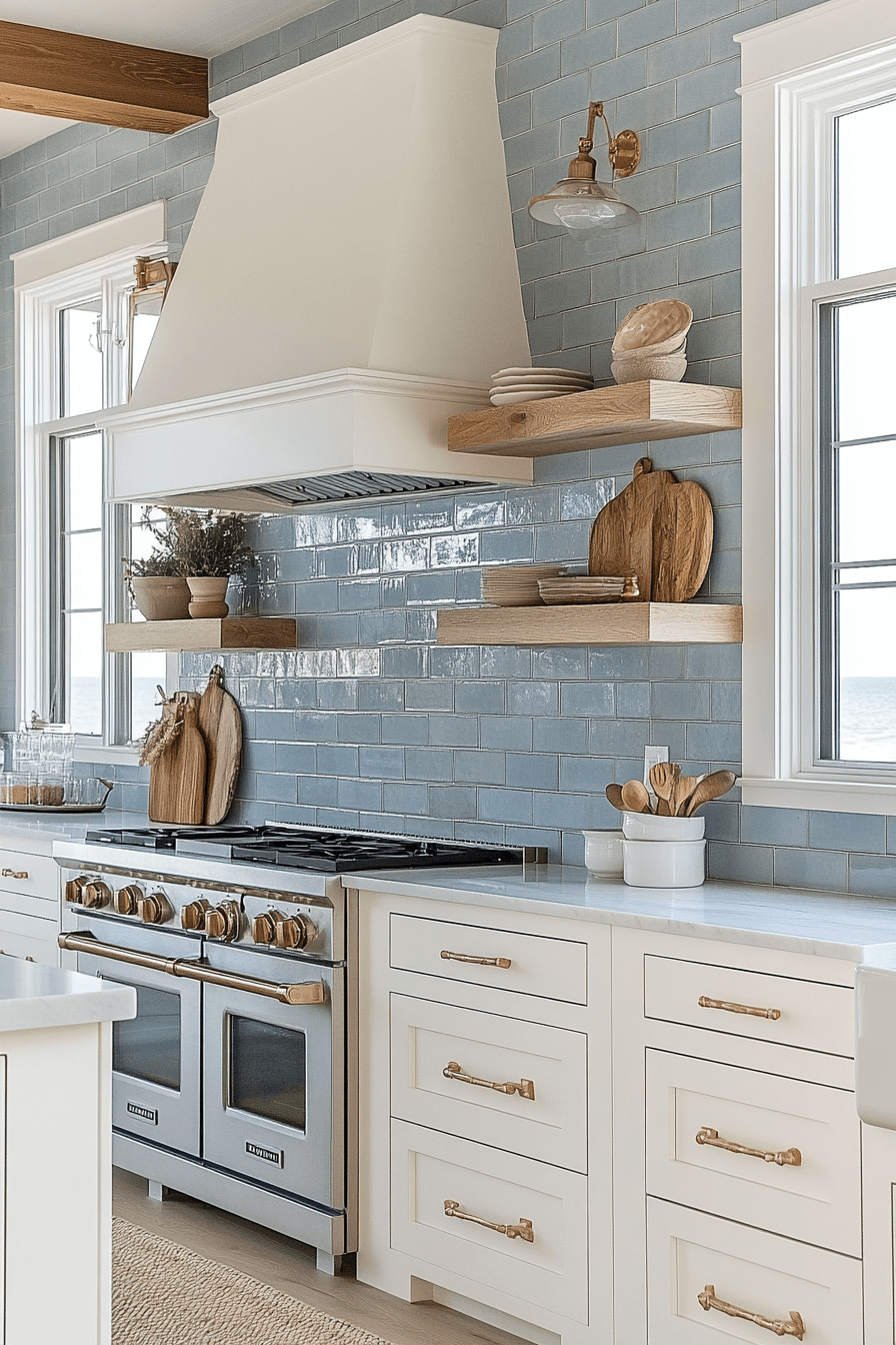blue backsplash kitchen