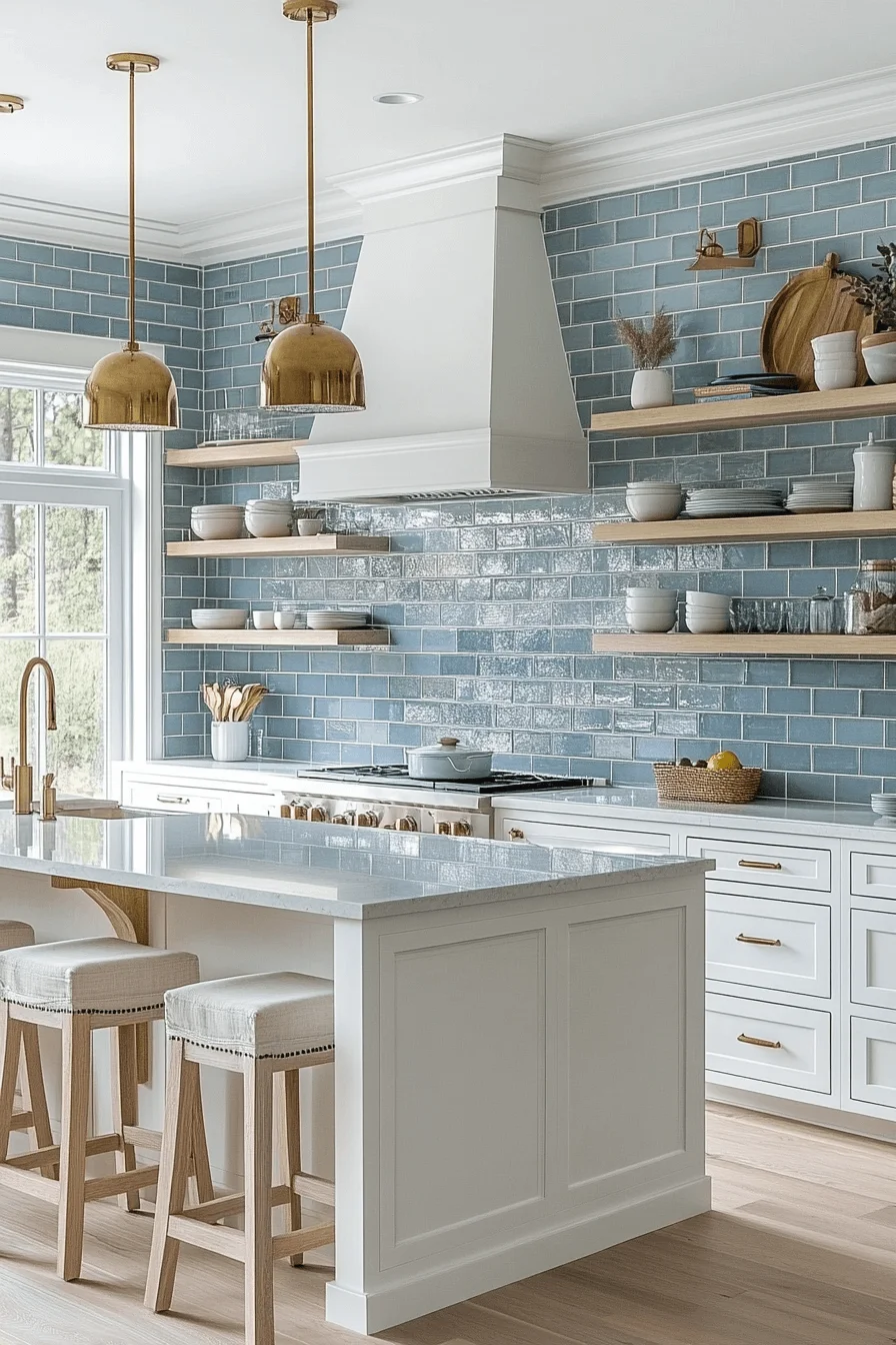 blue backsplash kitchen