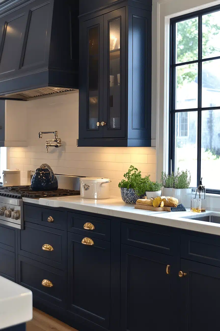 blue and white kitchen