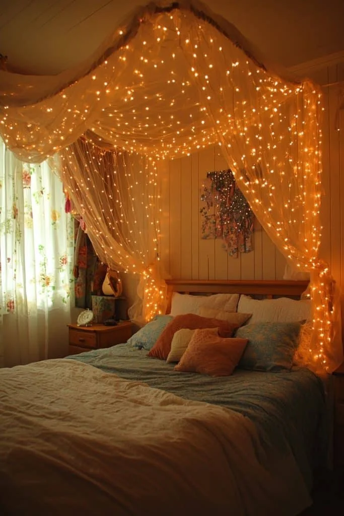Starry Canopy Bohemian Bedroom