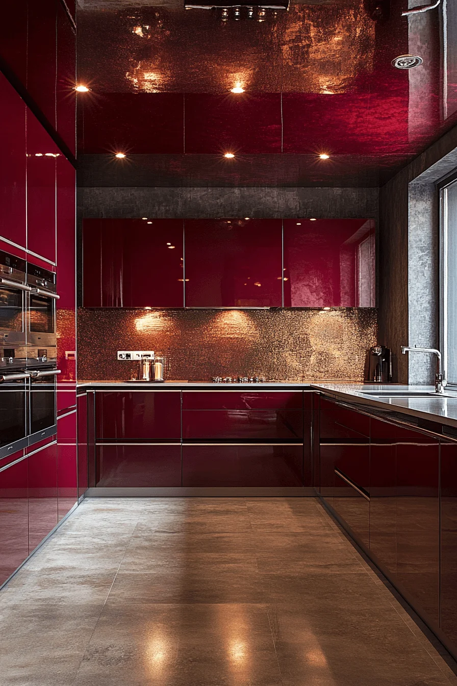 burgundy kitchen cabinets