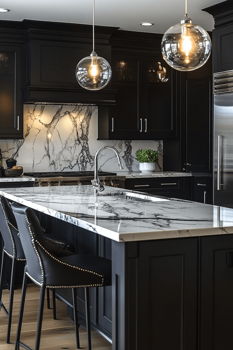 dark stained kitchen cabinets