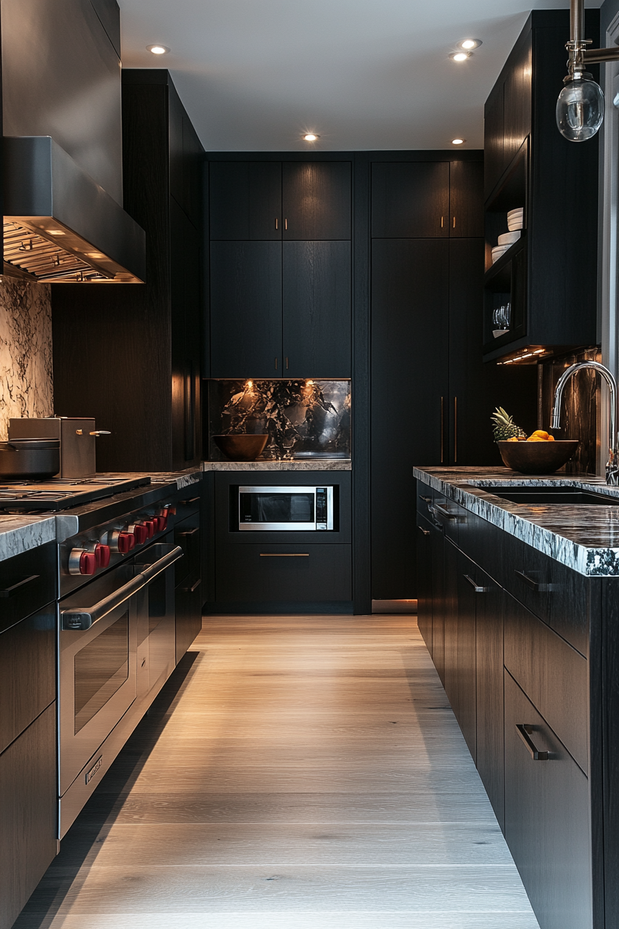 dark stained kitchen cabinets