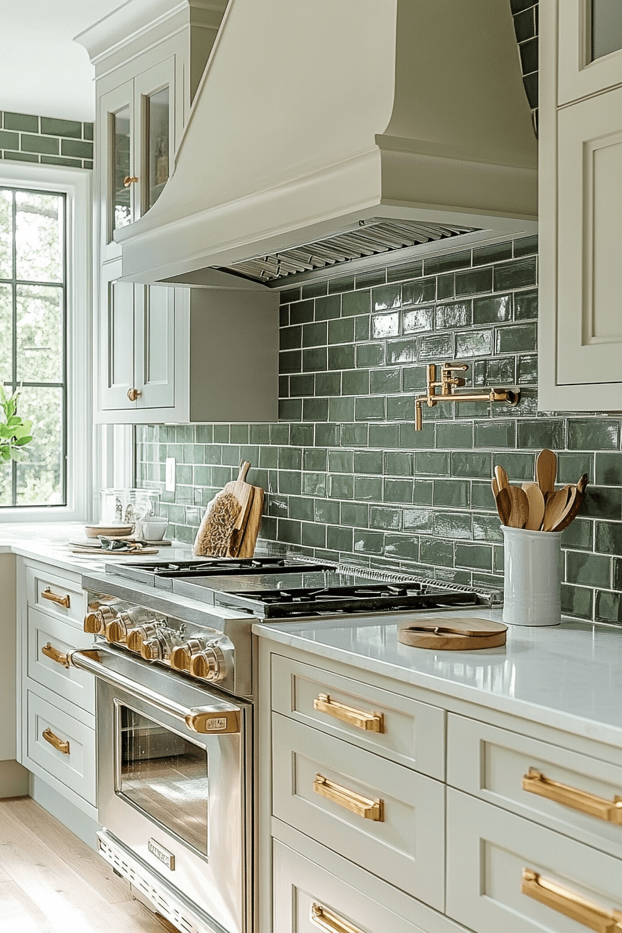 green backsplash kitchen