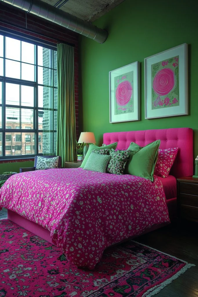 Crisp Apple Green and Bubblegum Pink Loft
