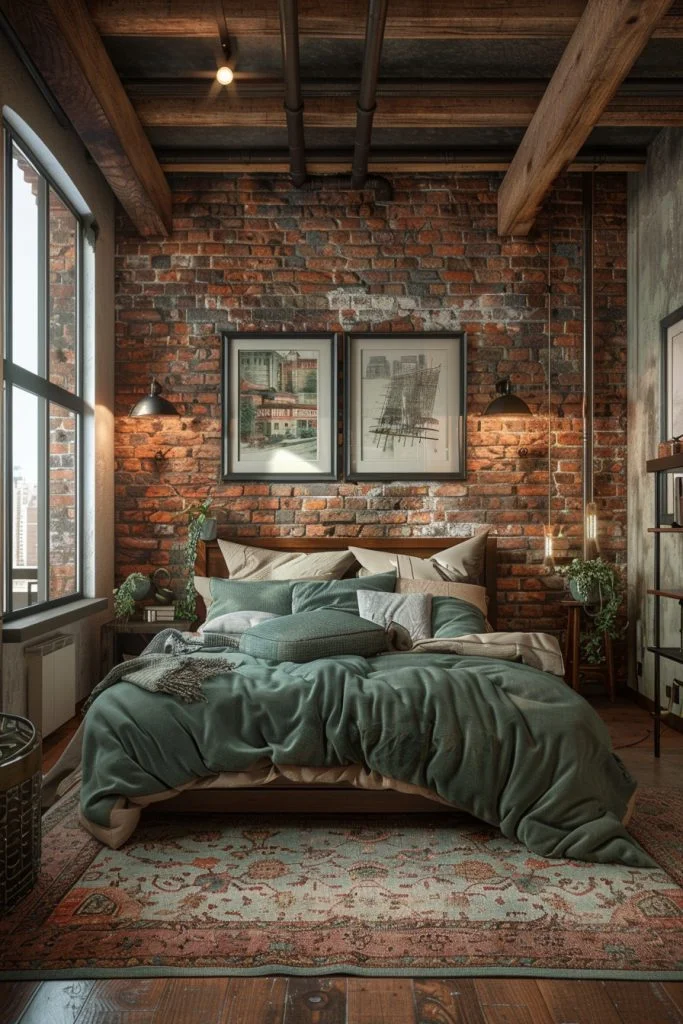 Industrial Edge with Green and Terracotta Warmth