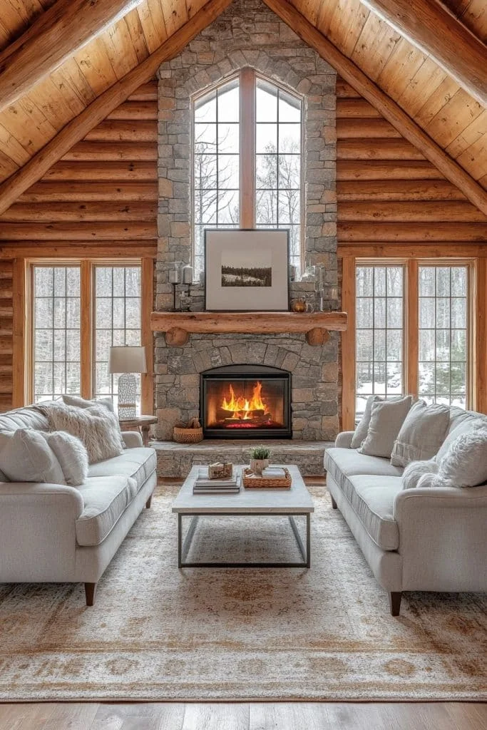 Serene Log Home Living Room