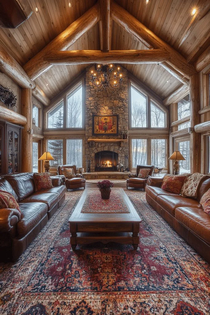 Spacious Log Home Great Room