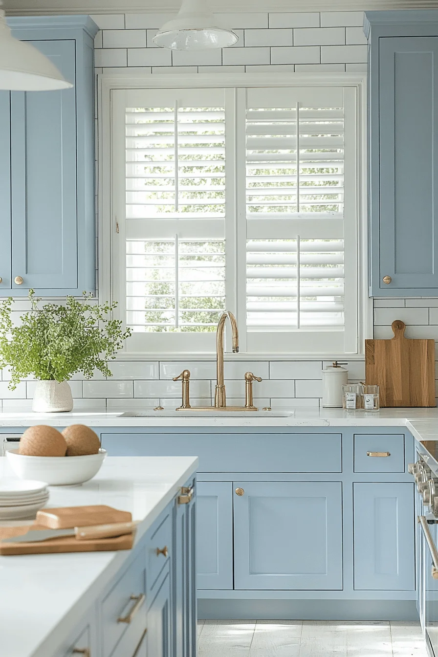 pale blue kitchen cabinets