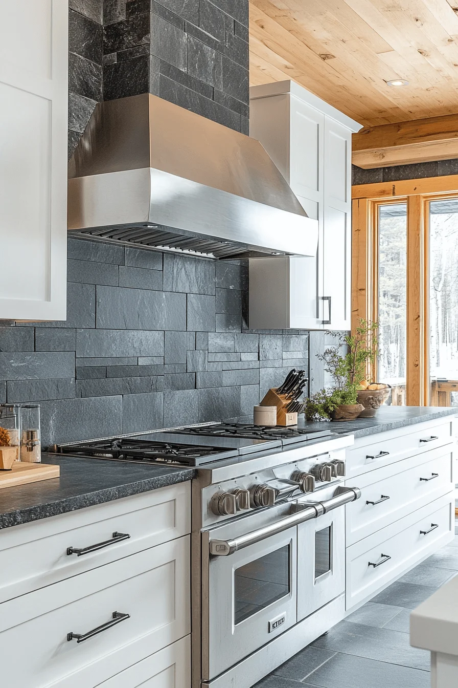 stone backsplash kitchen