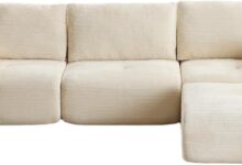 Corduroy Modular Sectional Sofa Turns Beige Living Rooms Into Quiet Cloud Havens