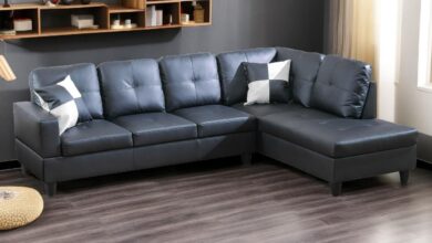 Evening Light Pools On The Dekmxas L Shaped Faux Leather Sofa